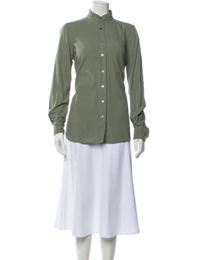 Pre-owned Frame Long Sleeve Button-up Top In Green