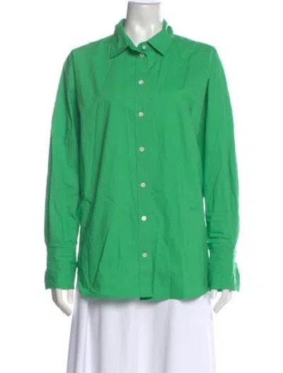 Pre-owned Frame Long Sleeve Button-up Top In Green