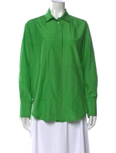 Pre-owned Frame Long Sleeve Button-up Top In Green