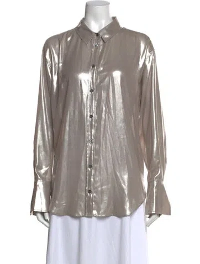 Pre-owned Frame Long Sleeve Button-up Top In Grey