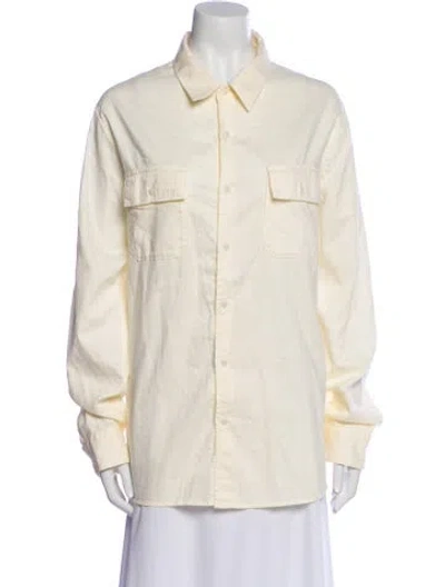 Pre-owned Frame Long Sleeve Button-up Top In Neutral
