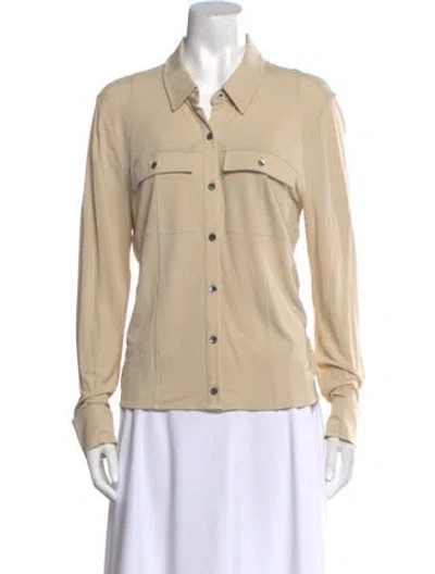 Pre-owned Frame Long Sleeve Button-up Top In Neutral