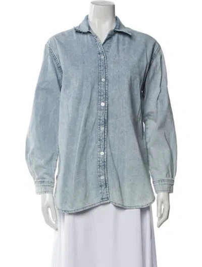 Pre-owned Frame Long Sleeve Button-up Top In Neutral