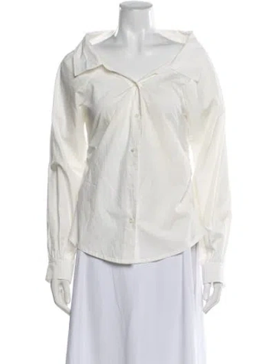 Pre-owned Frame Long Sleeve Button-up Top In Neutral