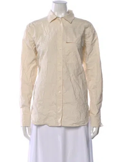 Pre-owned Frame Long Sleeve Button-up Top In Neutral