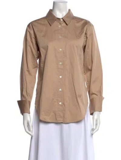Pre-owned Frame Long Sleeve Button-up Top In Neutrals
