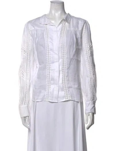 Pre-owned Frame Long Sleeve Button-up Top In Neutrals