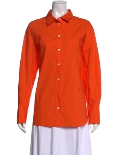 Pre-owned Frame Long Sleeve Button-up Top In Orange