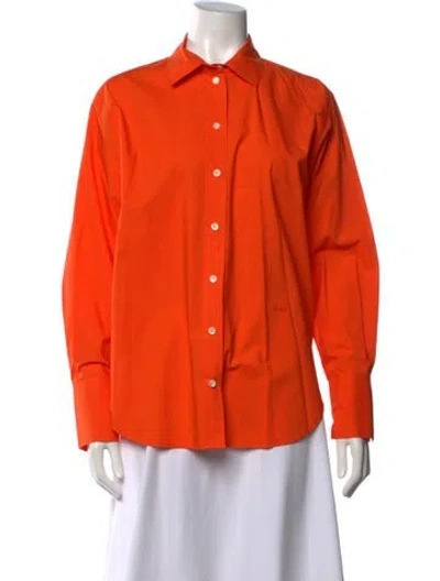 Pre-owned Frame Long Sleeve Button-up Top In Orange