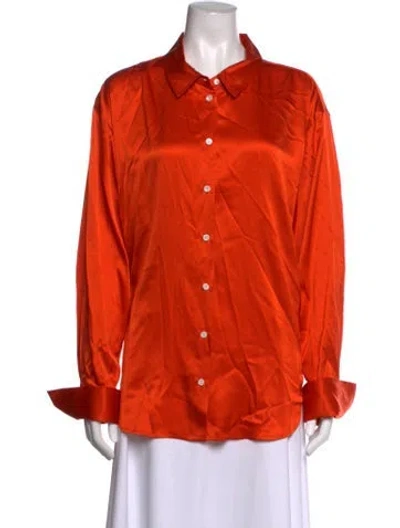 Pre-owned Frame Long Sleeve Button-up Top In Orange