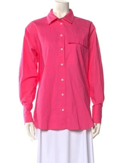 Pre-owned Frame Long Sleeve Button-up Top In Pink