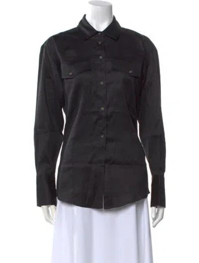 Pre-owned Frame Long Sleeve Button-up Top W/ Tags In Black