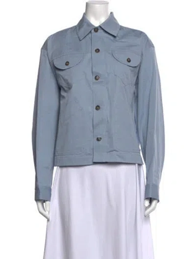 Pre-owned Frame Long Sleeve Button-up Top W/ Tags In Blue