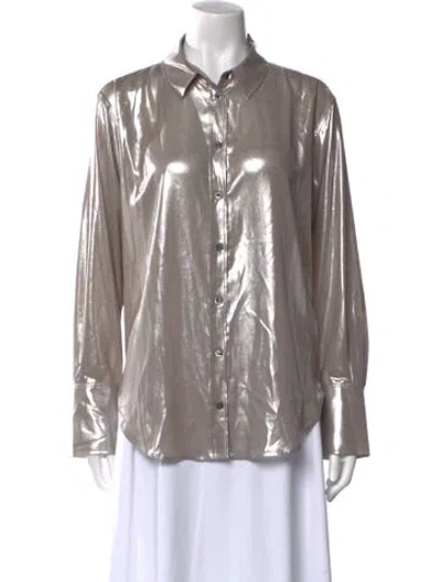 Pre-owned Frame Long Sleeve Button-up Top W/ Tags In Gray