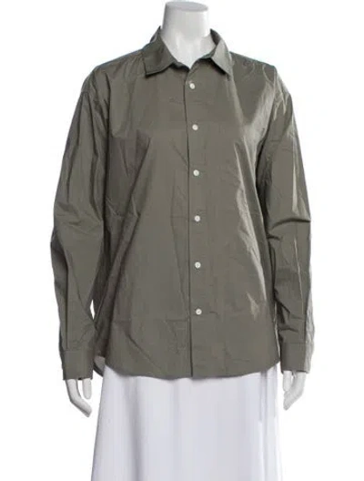 Pre-owned Frame Long Sleeve Button-up Top W/ Tags In Green