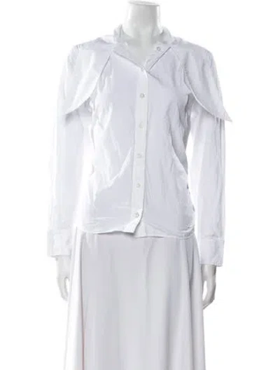Pre-owned Frame Long Sleeve Button-up Top In White