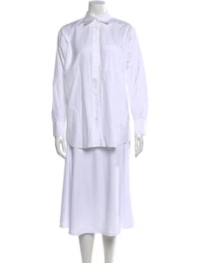 Pre-owned Frame Long Sleeve Button-up Top In White