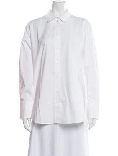 Pre-owned Frame Long Sleeve Button-up Top In White