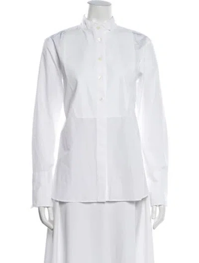 Pre-owned Frame Long Sleeve Button-up Top In White