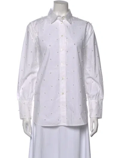Pre-owned Frame Long Sleeve Button-up Top In White