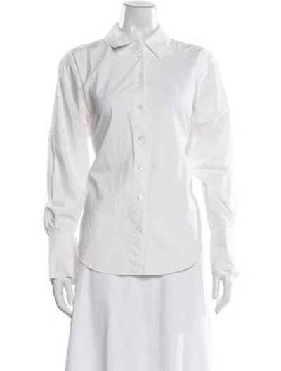 Pre-owned Frame Long Sleeve Button-up Top In White