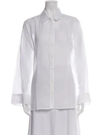 Pre-owned Frame Long Sleeve Button-up Top In White
