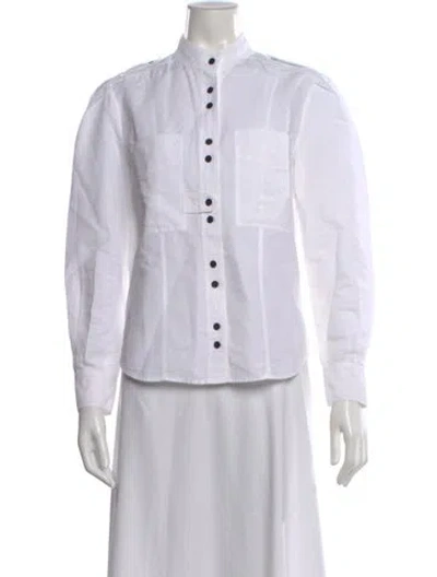 Pre-owned Frame Long Sleeve Button-up Top In White