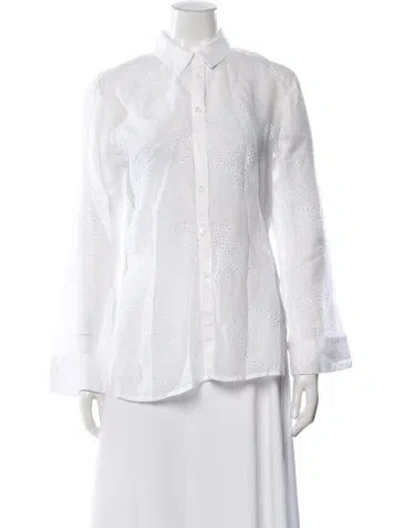 Pre-owned Frame Long Sleeve Button-up Top In White