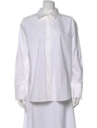 Pre-owned Frame Long Sleeve Button-up Top In White