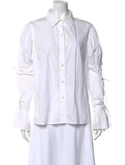 Pre-owned Frame Long Sleeve Button-up Top In White
