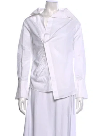 Pre-owned Frame Long Sleeve Button-up Top In White