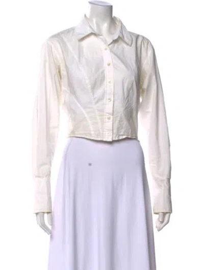 Pre-owned Frame Long Sleeve Button-up Top In White