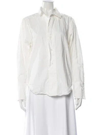 Pre-owned Frame Long Sleeve Button-up Top In White