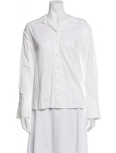 Pre-owned Frame Long Sleeve Button-up Top In White