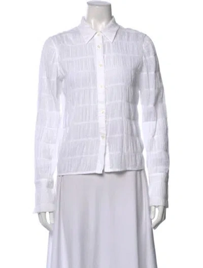 Pre-owned Frame Long Sleeve Button-up Top In White