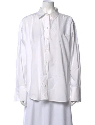 Pre-owned Frame Long Sleeve Button-up Top In White