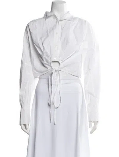 Pre-owned Frame Long Sleeve Button-up Top In White