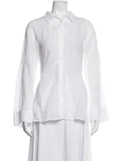 Pre-owned Frame Long Sleeve Button-up Top In White