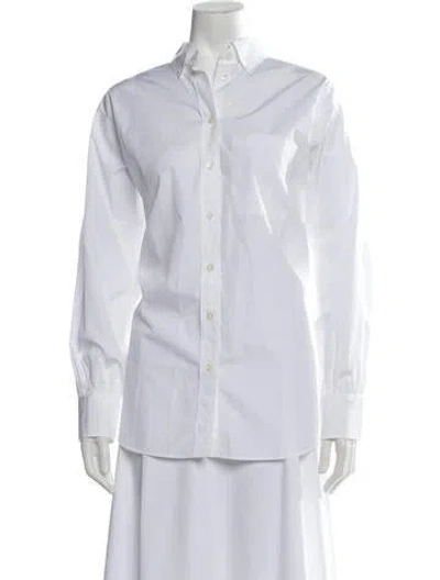 Pre-owned Frame Long Sleeve Button-up Top In White