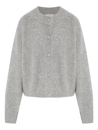 Frame Long-sleeve Cashmere Cardigan In Gray