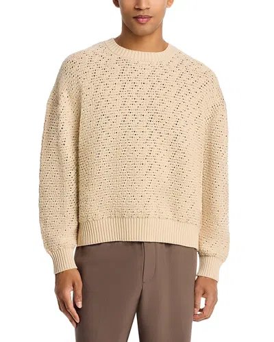 Frame Long Sleeve Crochet Sweater In Metallic