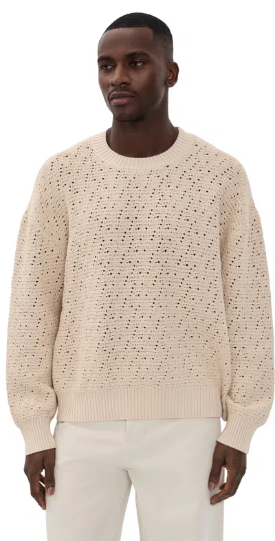 Frame Long Sleeve Crochet Sweater Light Stone In Gray