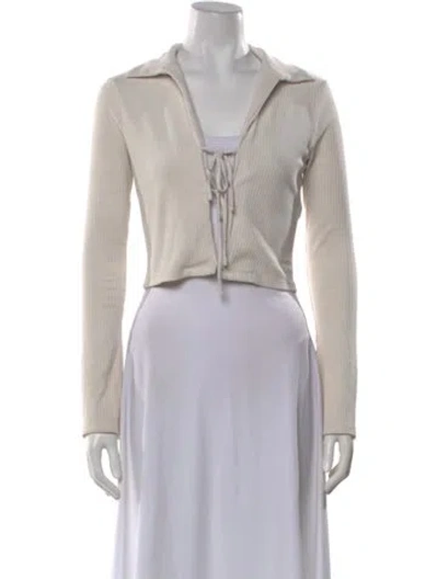 Pre-owned Frame Long Sleeve Crop Top In Neutral