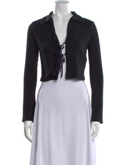Pre-owned Frame Long Sleeve Crop Top W/ Tags In Black