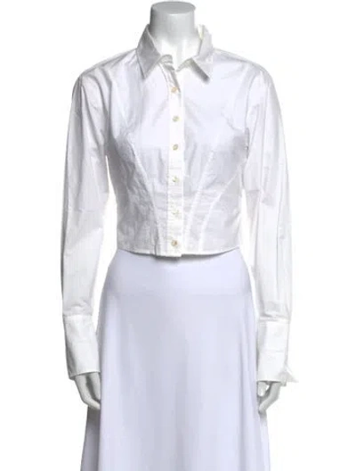 Pre-owned Frame Long Sleeve Crop Top In White
