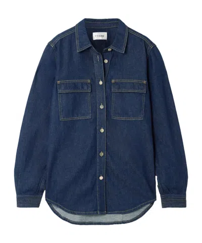 Frame Long Sleeve Denim Shirt In Blue