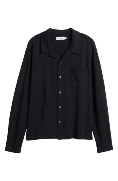 Frame Long Sleeve Duo Fold Relaxed Shirt In Black