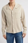 Frame Long Sleeve Duo Fold Relaxed Shirt In Light Beige