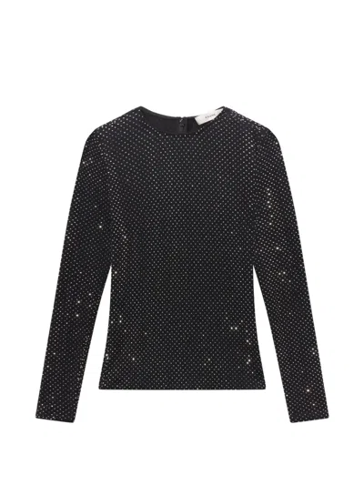 Frame Long-sleeve Embellished Top In Black