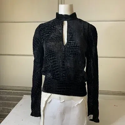 Pre-owned Frame Long Sleeve Mock Neck Party Top Women's Size Small Black